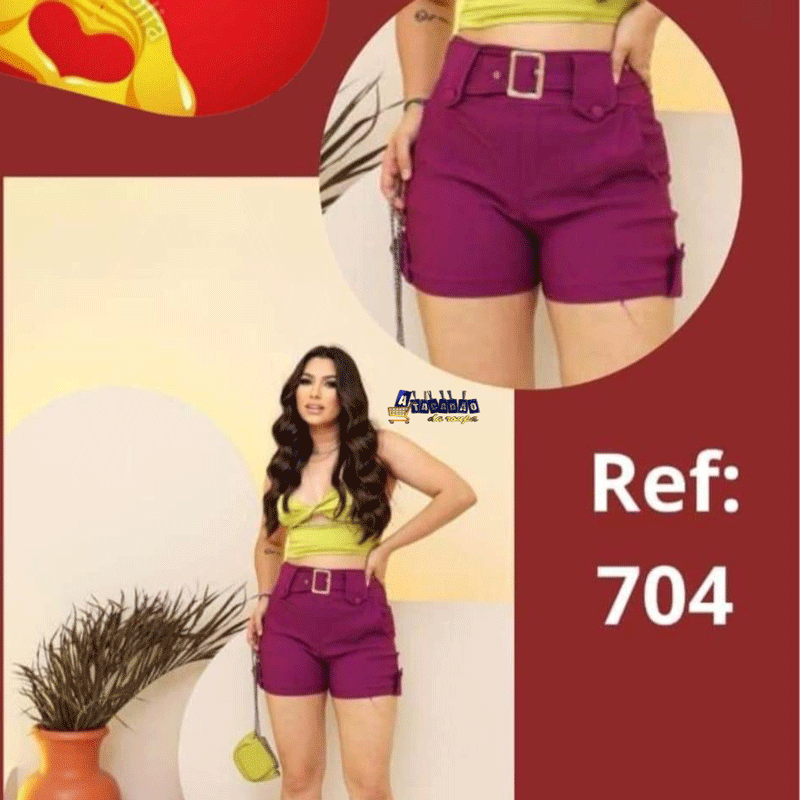 Short Feminino Com Cinto Bengaline 