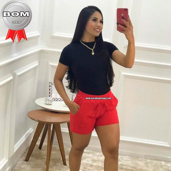 Short Feminino Moletom Liso