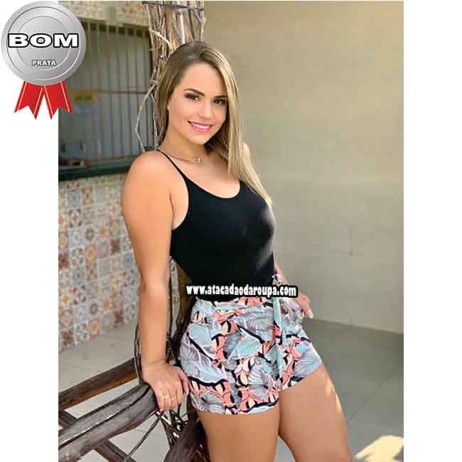 Shorts Crepe Feminino Cós Laço