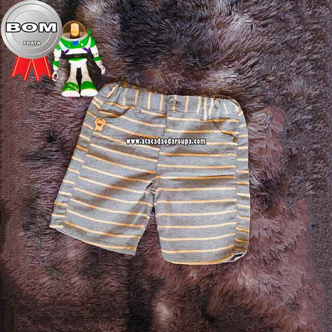 Bermudas Infantil Brim Listrados 1 a 8 Anos