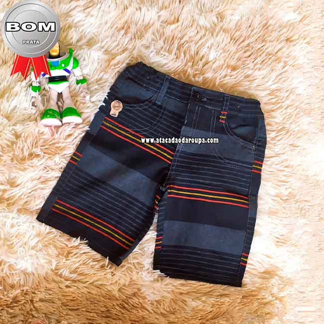 Bermudas Infantil Brim Listrados 1 a 8 Anos