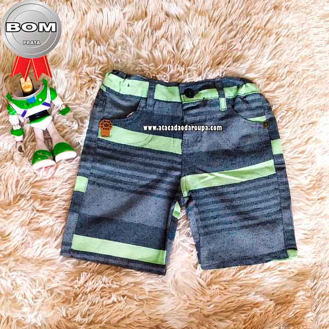 Bermudas Infantil Brim Listrados 1 a 8 Anos
