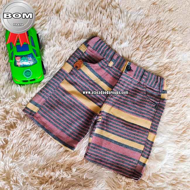 Bermudas Infantil Brim Listrados 1 a 8 Anos