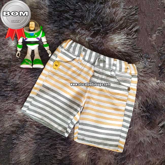 Bermudas Infantil Brim Listrados 1 a 8 Anos