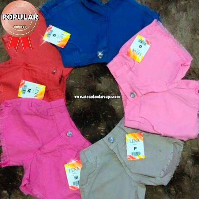 Short Infantil Brim Sarja Colorido 3 a 5 Anos