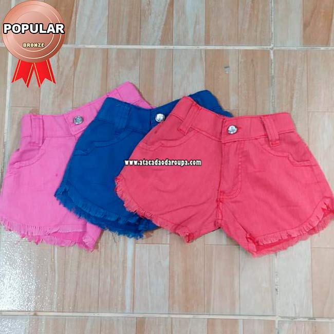 Short Infantil Brim Sarja Colorido 3 a 5 Anos