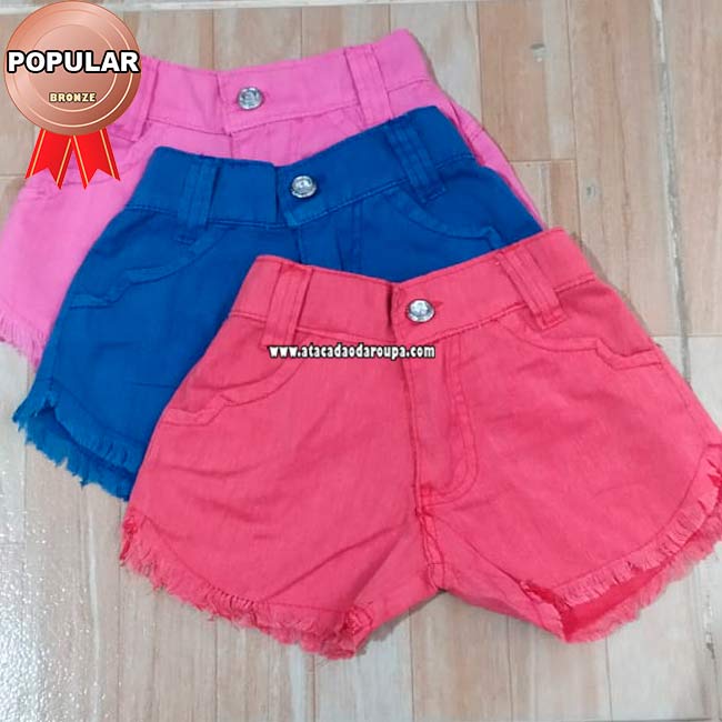 Short Infantil Brim Sarja Colorido 3 a 5 Anos
