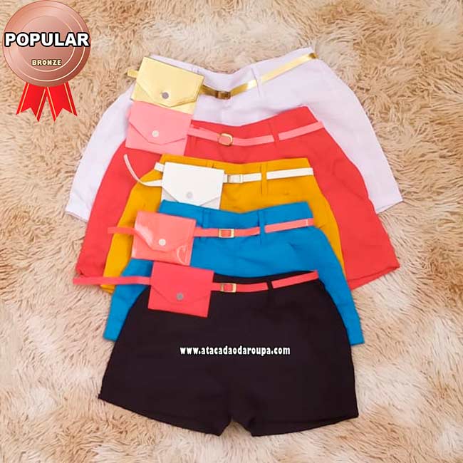 Short Tactel Infantil com Bolsinha 3 a 7 Anos