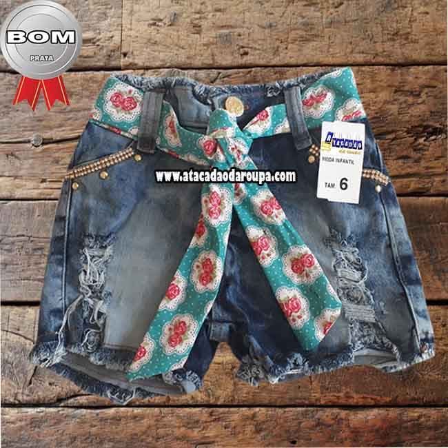 Short Jeans Infantil Cinto Personalizado