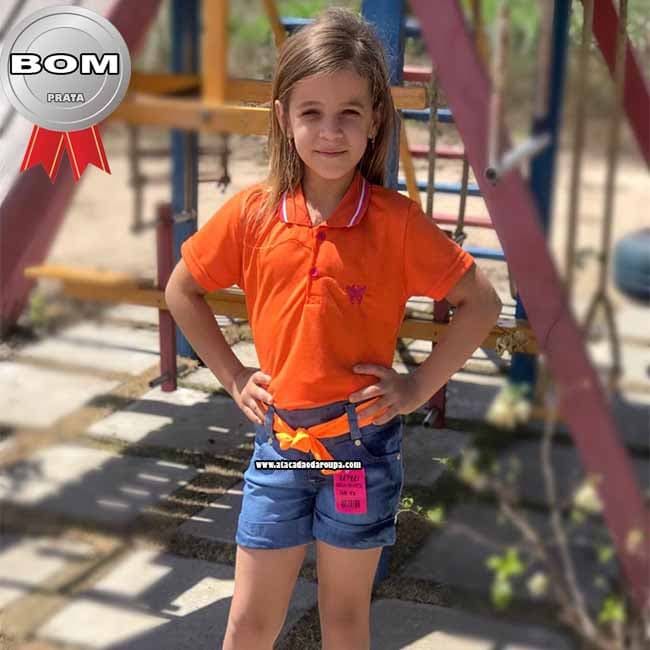 Short Jeans Infantil Cinto Neon 4 a 8 Anos
