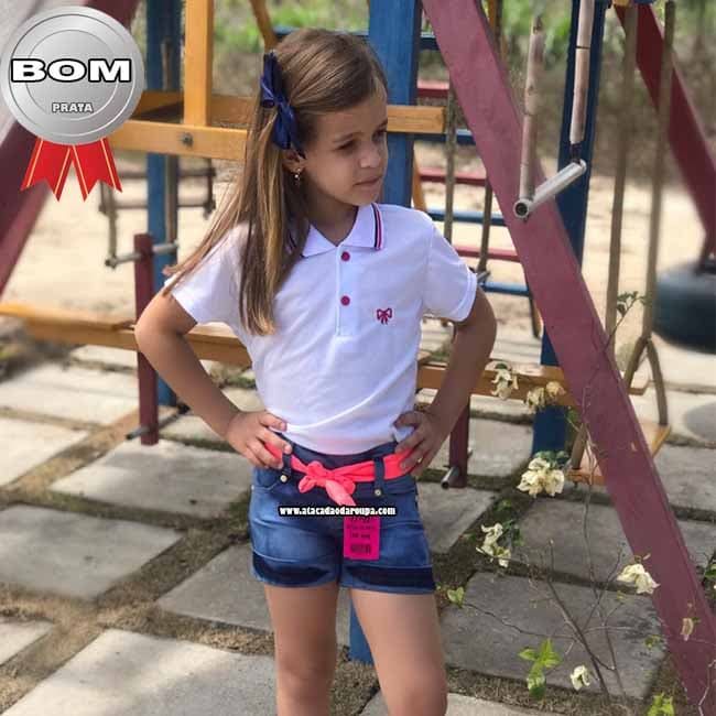 Short Jeans Infantil Cinto Neon 4 a 8 Anos