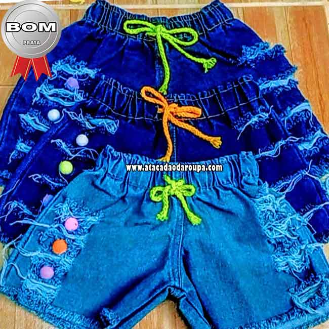 Shorts Jeans Infantil Personalizados 2 a 5 Anos