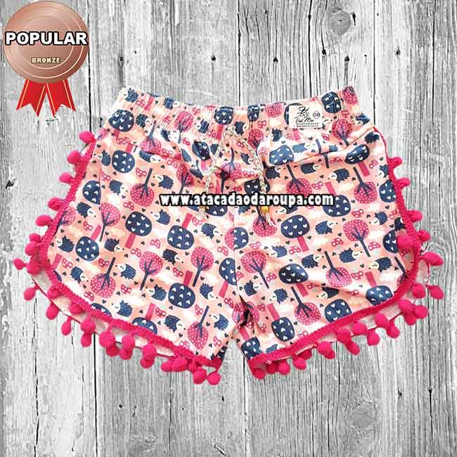 Short Infantil Pompom 2 a 8 Anos