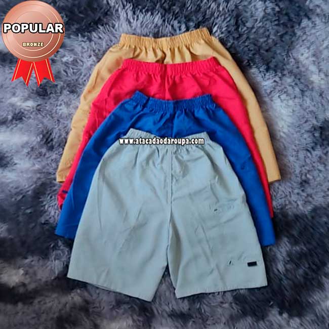 Shorts Tactel Infantil Liso 3 a 6 Anos