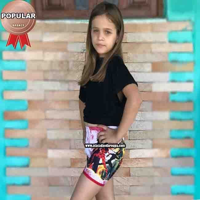 Short Tactel Personagens Feminino 2 a 3 Anos