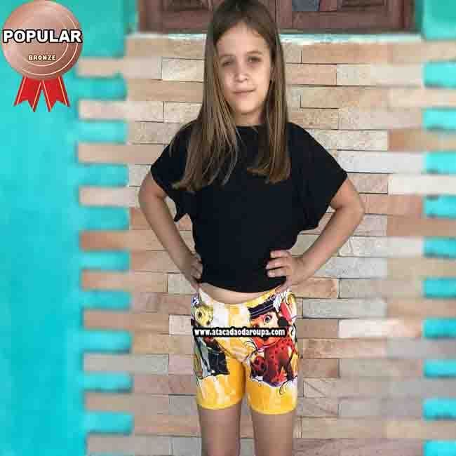 Short Tactel Personagens Feminino 2 a 3 Anos