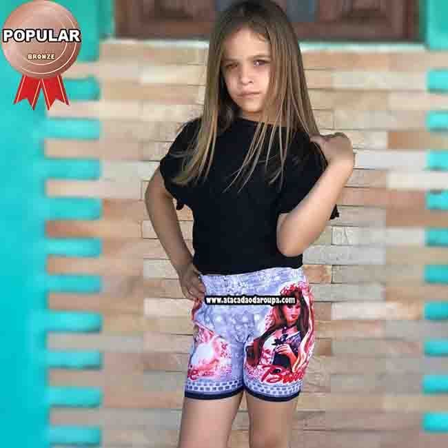 Short Tactel Personagens Feminino 2 a 3 Anos
