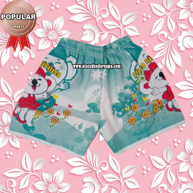 Short Tactel Personagens Feminino 2 a 3 Anos