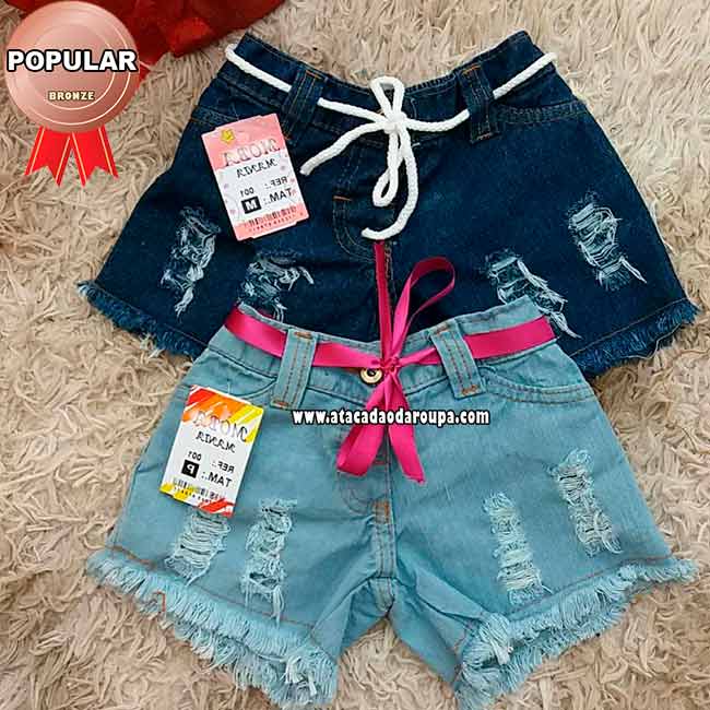 Shorts Infantil Jeans Personalizados 2 a 6 Anos