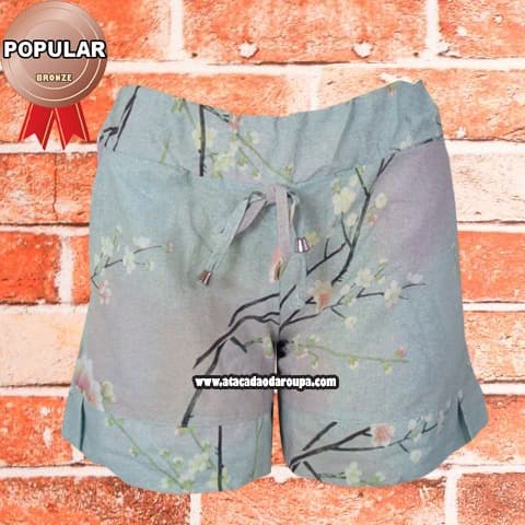 Short Em Tricoline com Bolso M/G