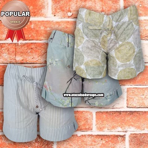 Short Em Tricoline com Bolso M/G