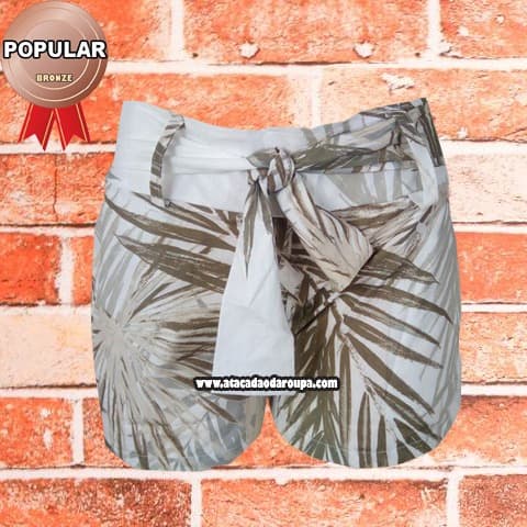 Short Em Tricoline com Bolso M/G