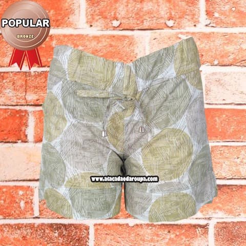 Short Em Tricoline com Bolso M/G