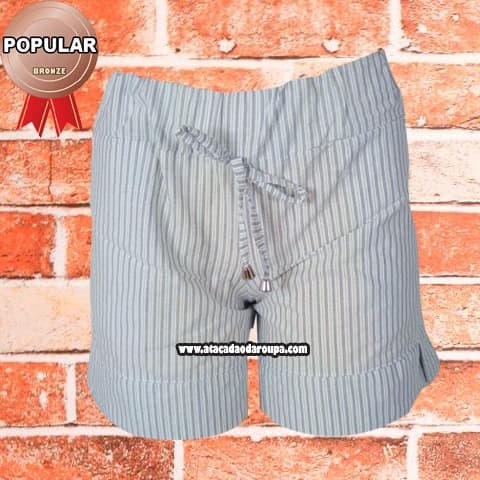 Short Em Tricoline com Bolso M/G