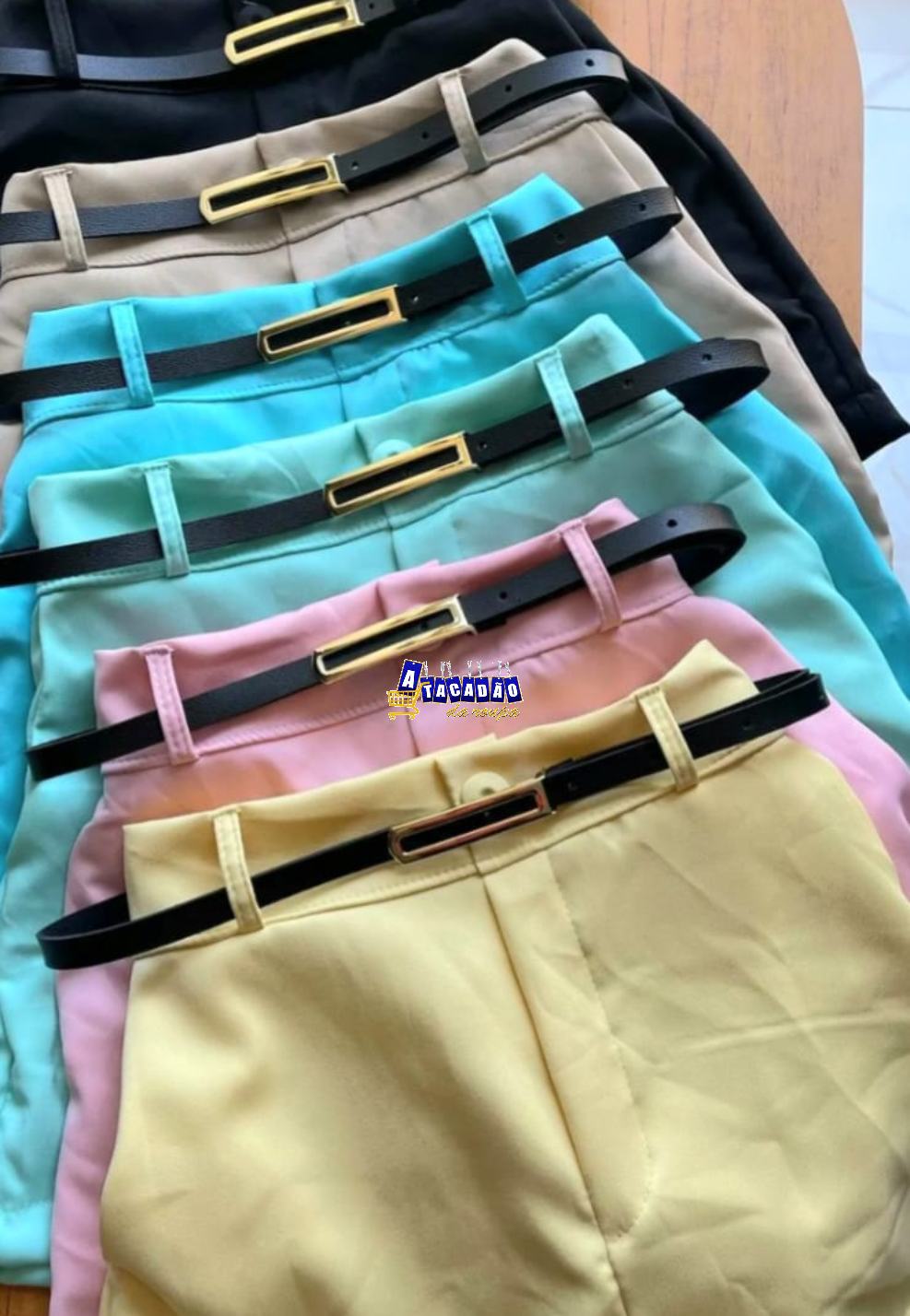 Short Feminino Alfaiataria Com Cinto