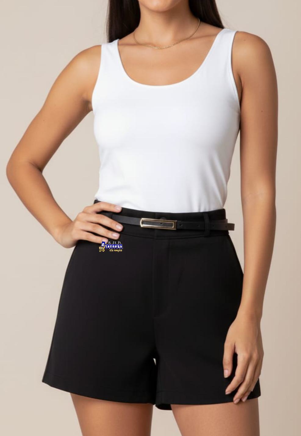  Short Feminino Alfaiataria Com Cinto