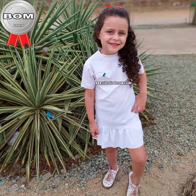Vestidos Malha Canelada Infantil 5 a 7 Anos