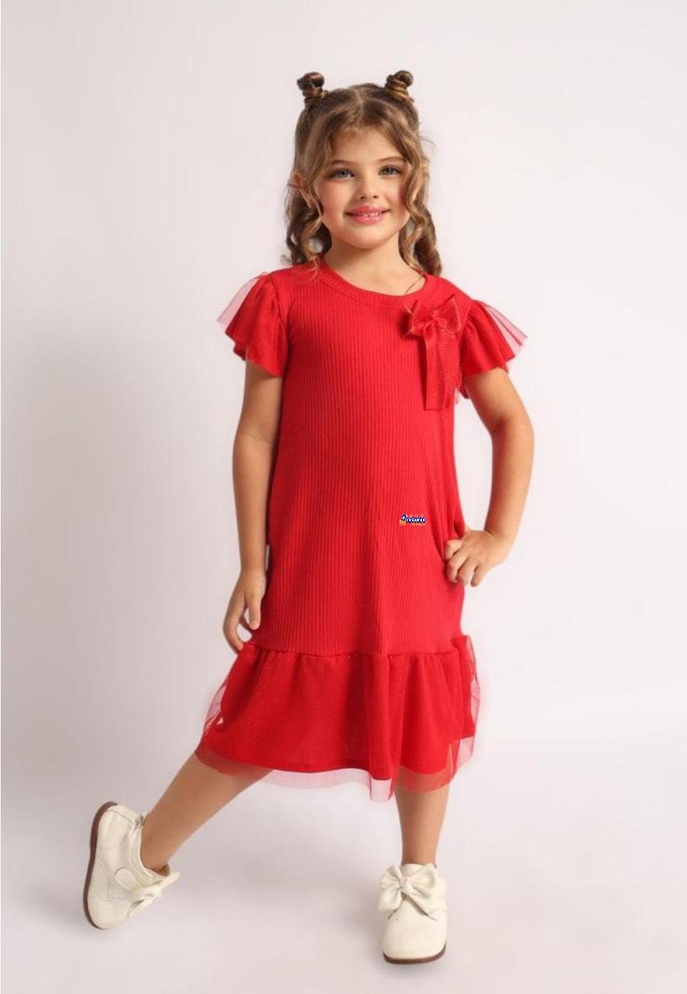 Vestido Infantil Com Tule Babados Vestido Infantil Com Tule Babados