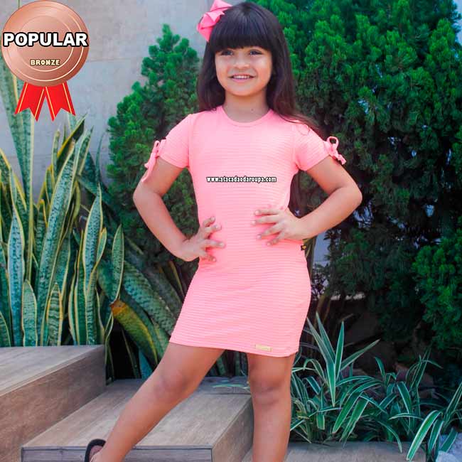 Vestido Infantil Malha Canelada 7 a 9 Anos