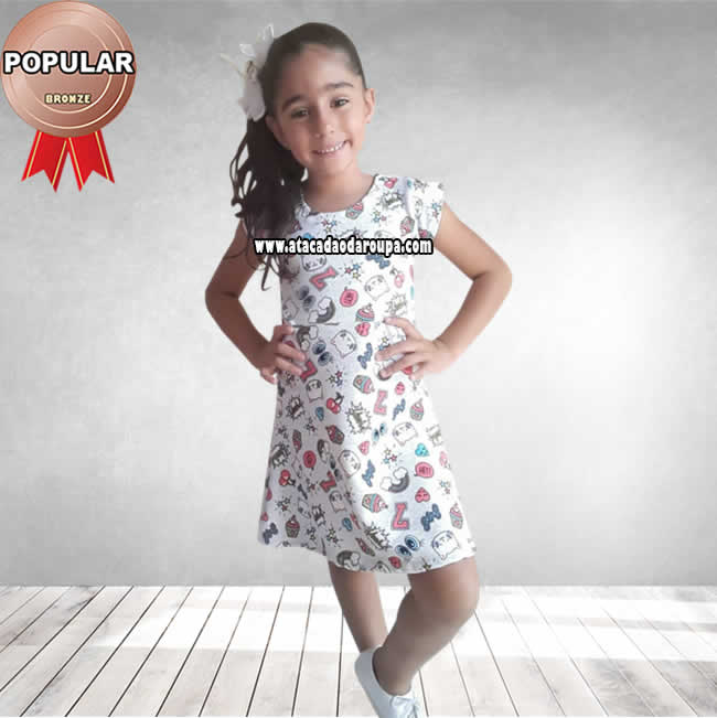 Vestido Infantil Malha Kloque 5 a 7 Anos