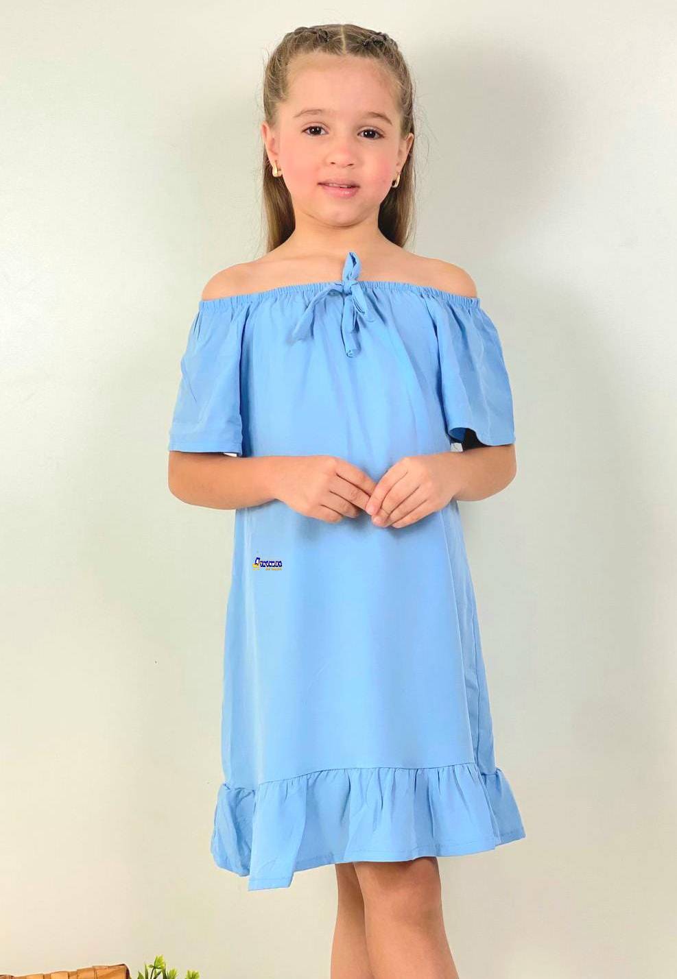 Vestido Infantil Manga Com Babado