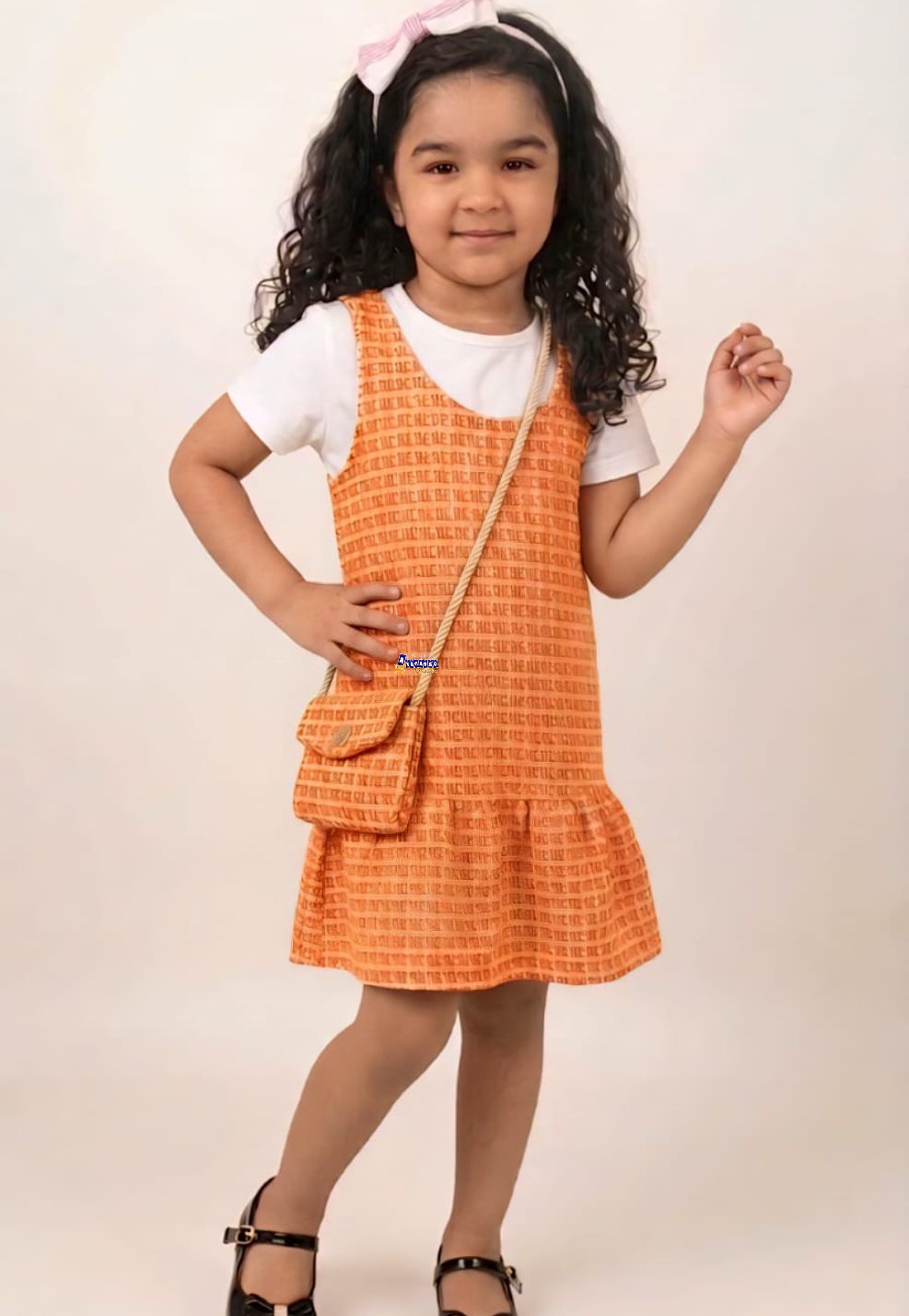 Vestido Infantil Tweed Regata Com Bolsa