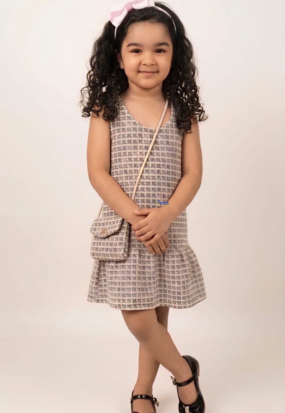 Vestido Infantil Tweed Regata Com Bolsa