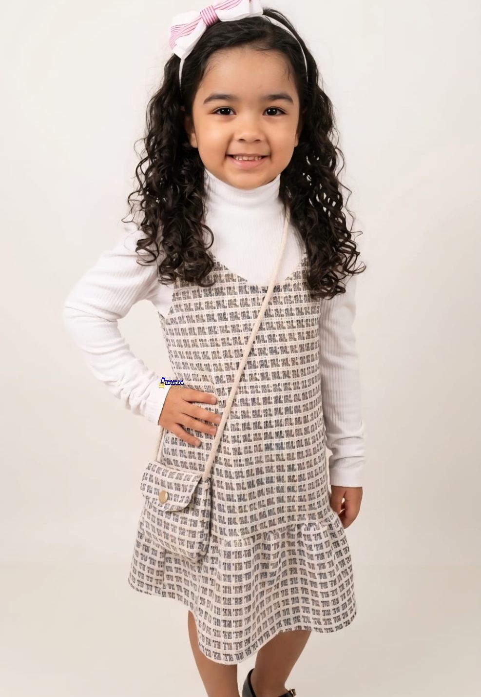 Vestido Infantil Tweed Regata Com Bolsa Vestido Infantil Tweed Regata Com Bolsa