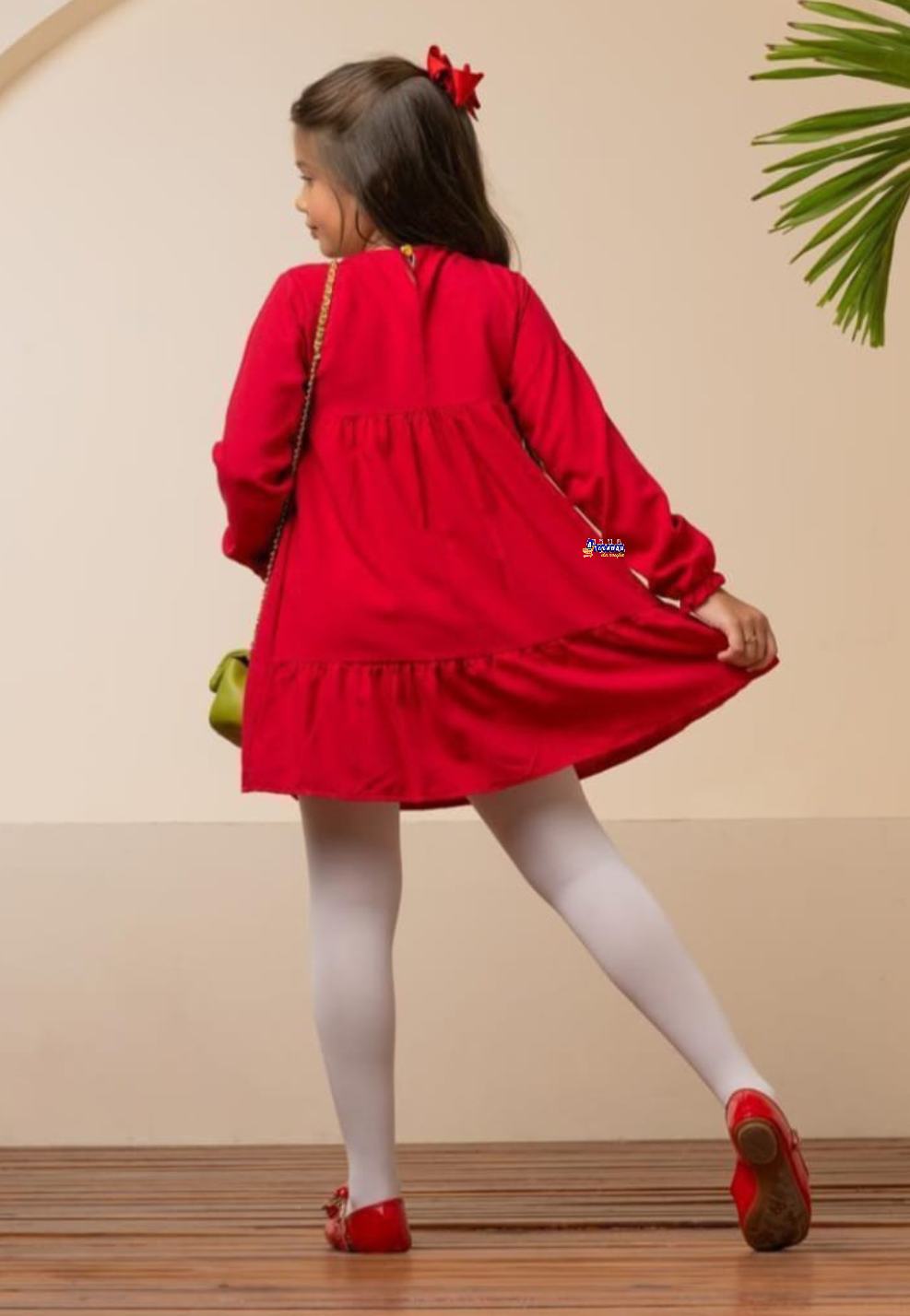 Vestido Infantil Viscose Manga Longa