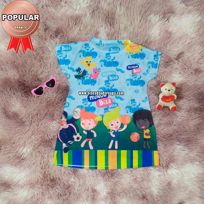 Vestidos Cacharrel Infantil Sublimado 2 a 6 Anos