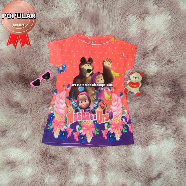 Vestidos Cacharrel Infantil Sublimado 2 a 6 Anos