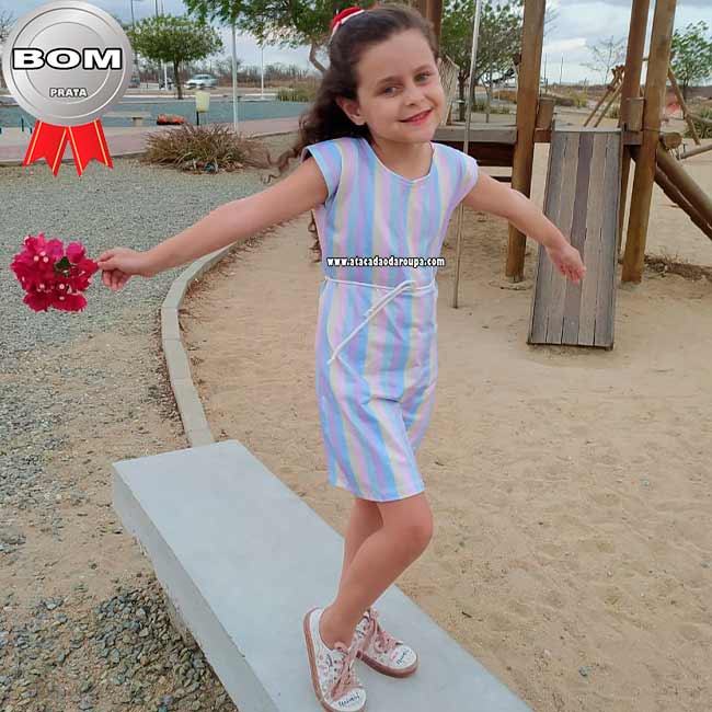 Vestido Infantil Estampado com Cordão