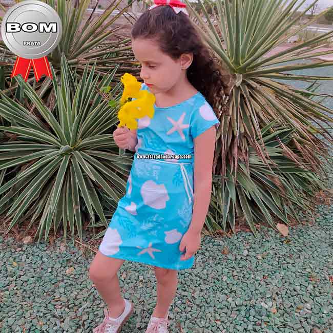 Vestido Infantil Estampado com Cordão