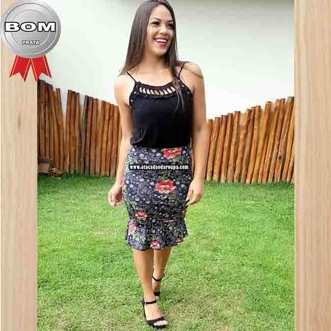 Saia em Crepe Estampada