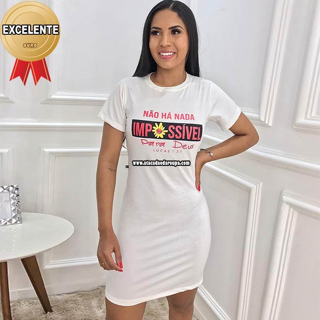 Vestido Algodão Fio 30 Penteada Frases Gospel