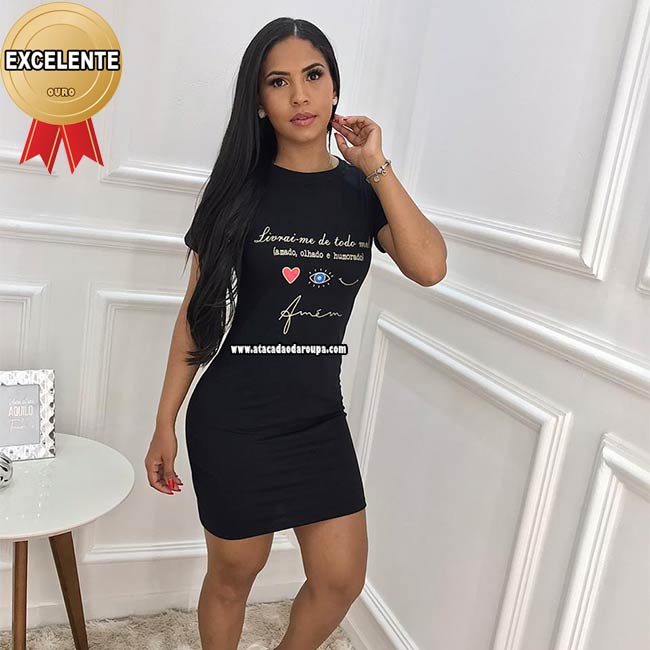 Vestido Algodão Fio 30 Penteada Frases Gospel