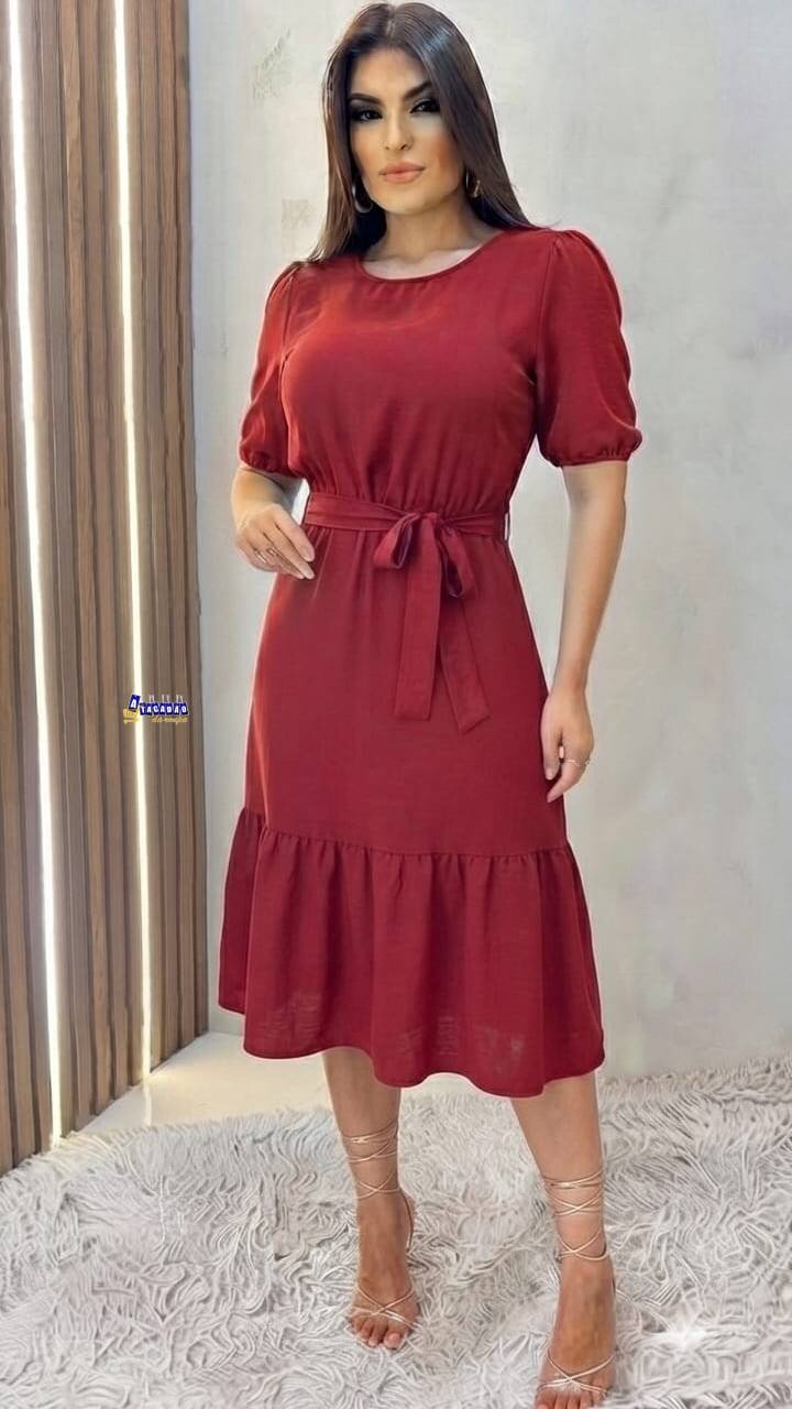 Vestido Elegante Michele Midi Babado