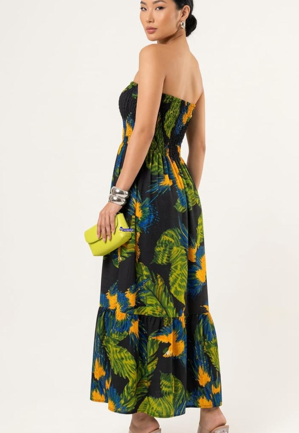 Vestido Longo Tomara que Caia Lastex Estampado