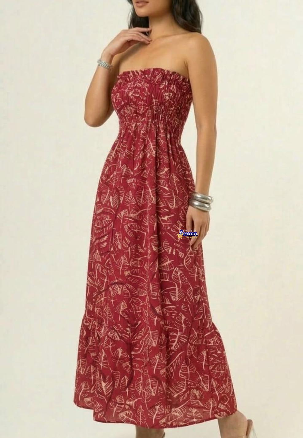 Vestido Longo Tomara que Caia Lastex Estampado