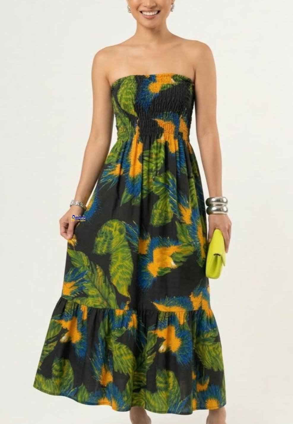 Vestido Longo Tomara que Caia Lastex Estampado Vestido Longo Tomara que Caia Lastex Estampado